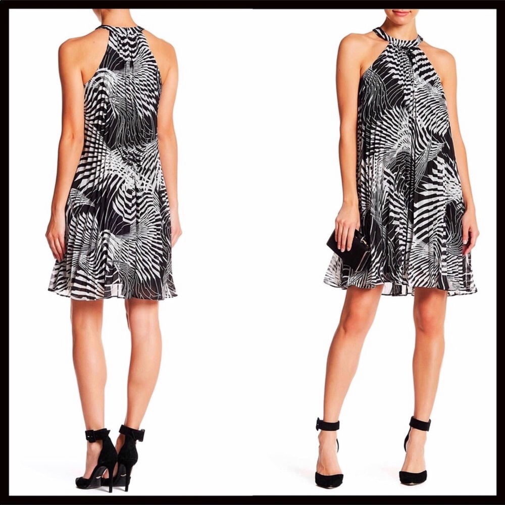 BETSEY JOHNSON PLEATED CHIFFON SLIP PRINT DRESS - Picture 2 of 8
